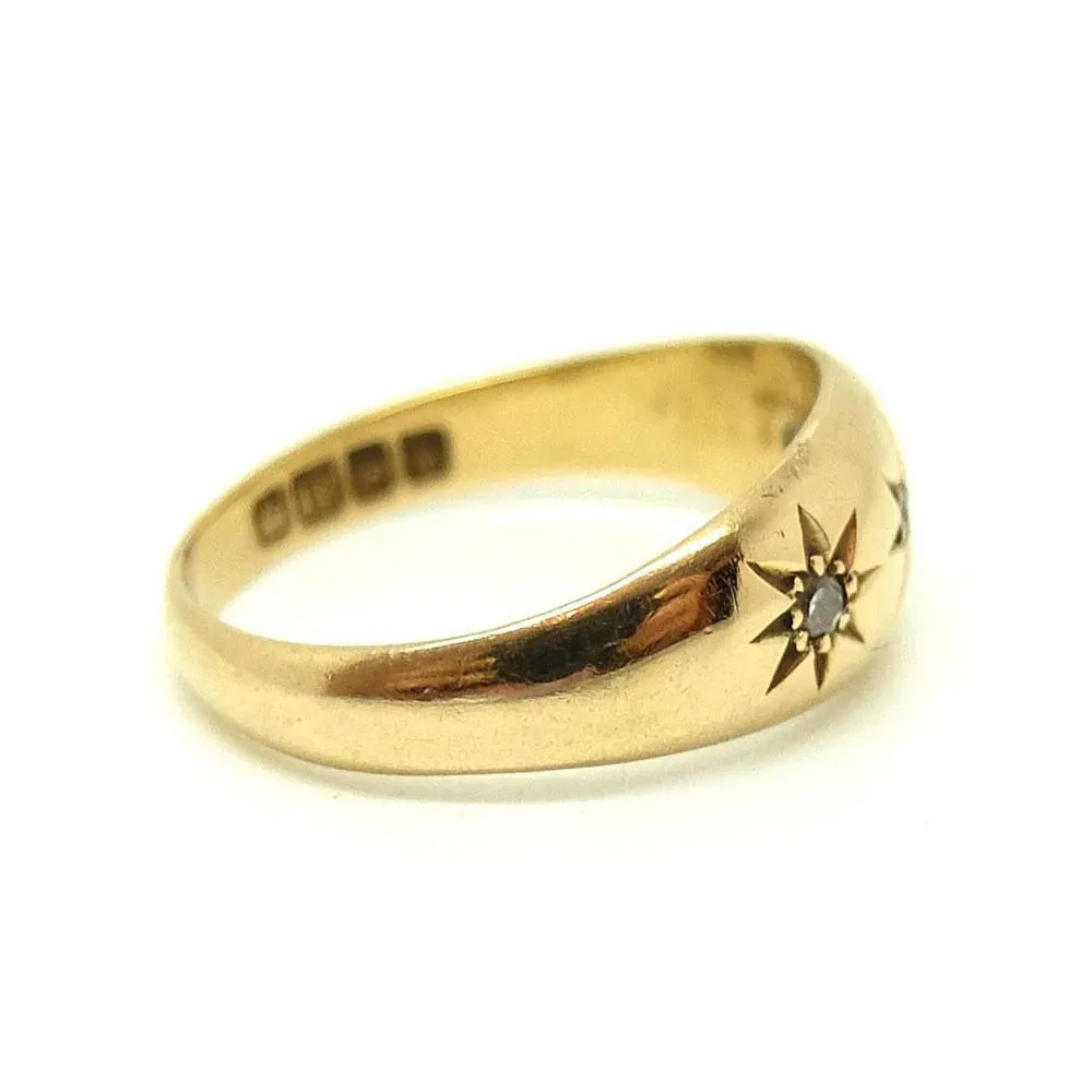 Vintage 1940s Diamond Star & 18ct Yellow Gold Gypsy Ring