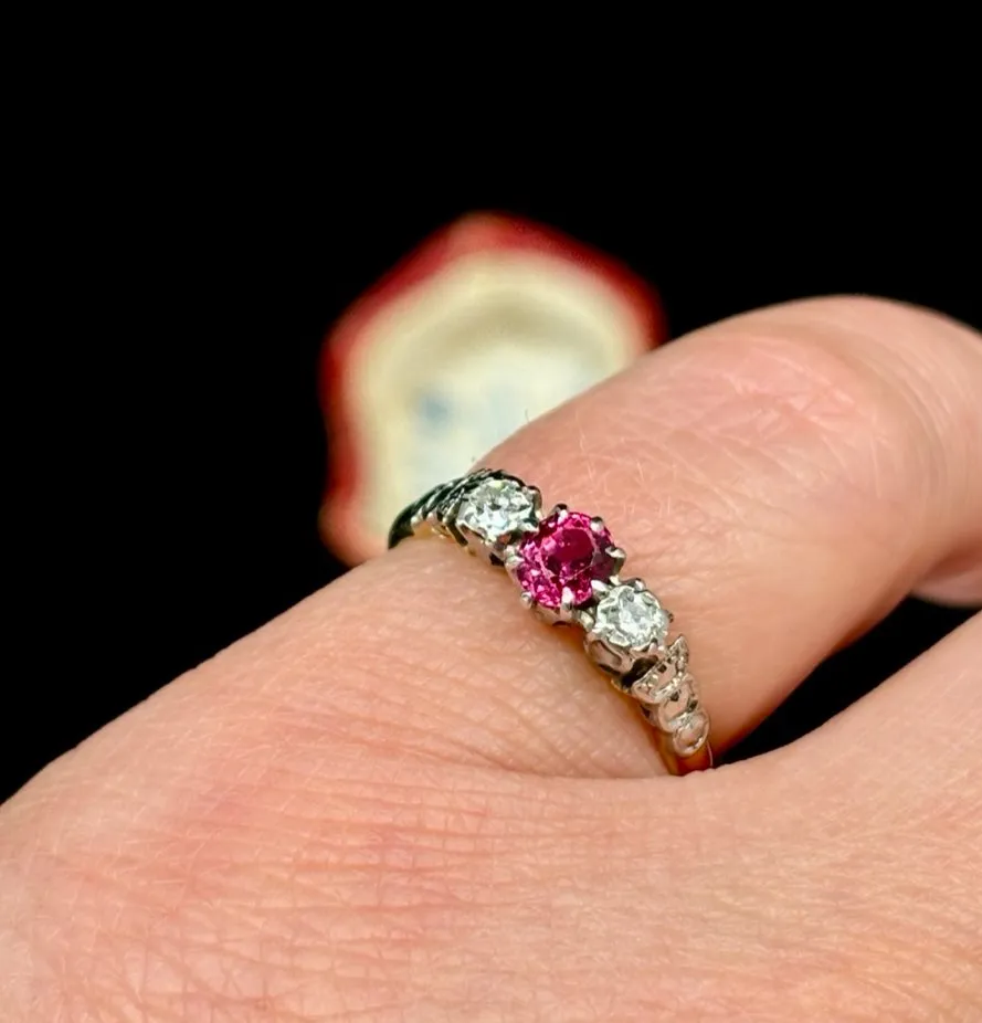 Vintage 1960s Oval Ruby and Diamond Ring