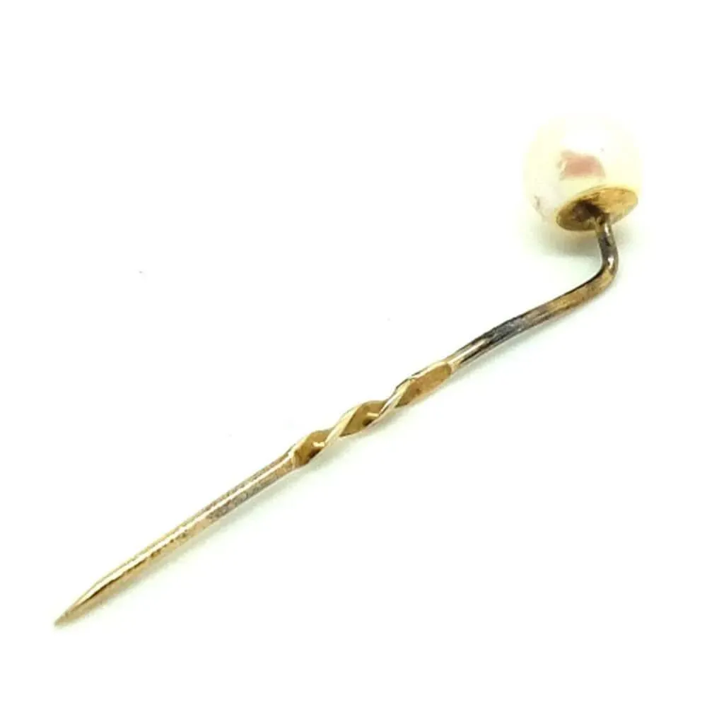 Vintage 1970s 9ct Gold Pearl Cravat Pin Brooch