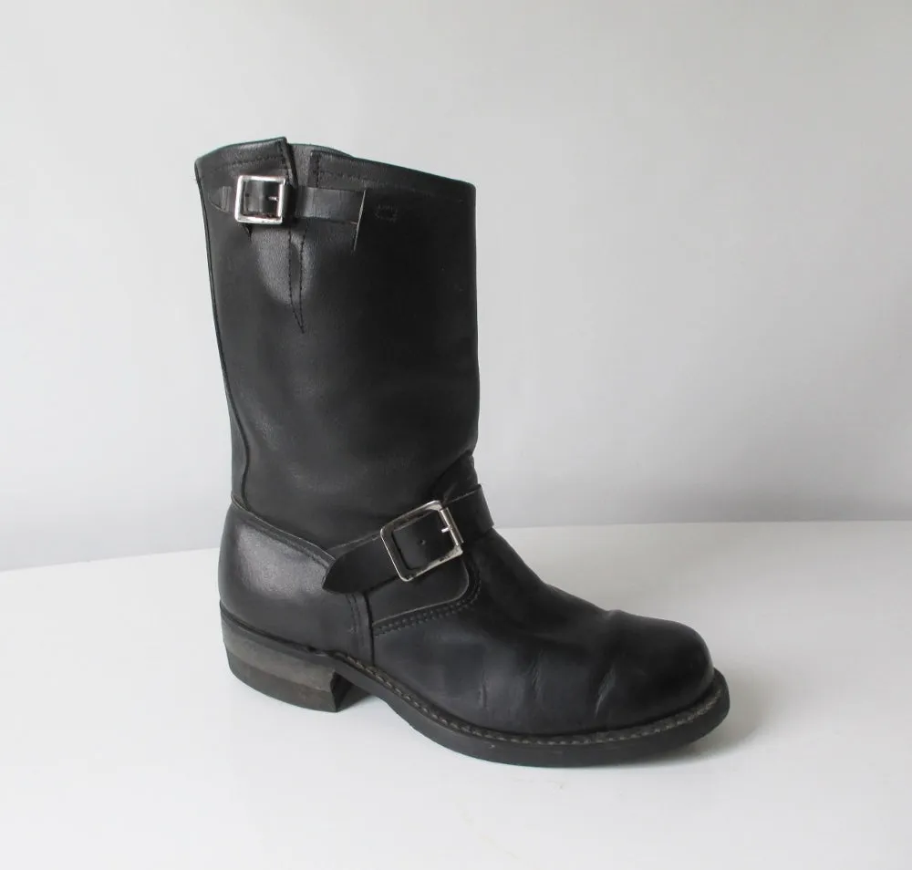 Vintage Engineer Black Leather Boots / Motorcycle 8.5