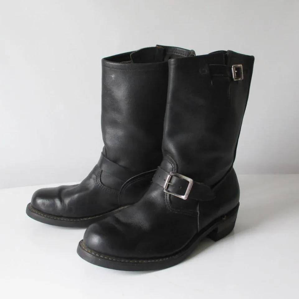 Vintage Engineer Black Leather Boots / Motorcycle 8.5
