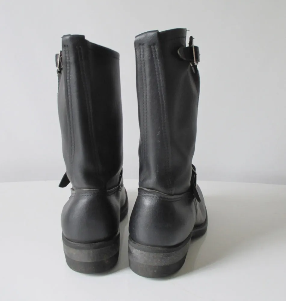 Vintage Engineer Black Leather Boots / Motorcycle 8.5