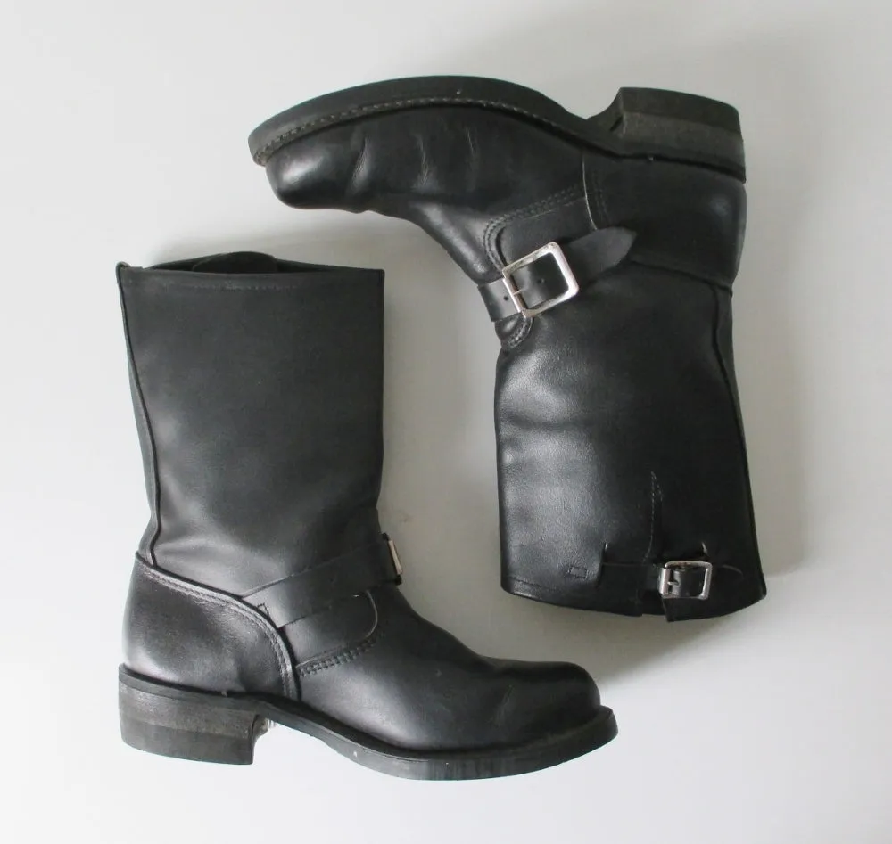 Vintage Engineer Black Leather Boots / Motorcycle 8.5