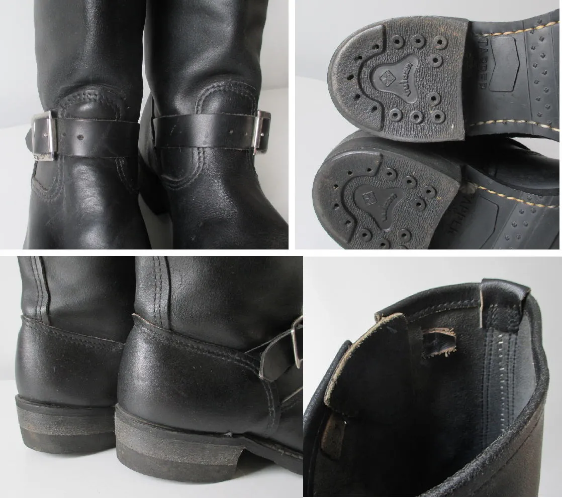 Vintage Engineer Black Leather Boots / Motorcycle 8.5