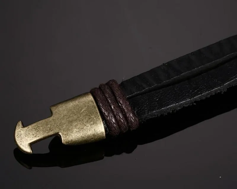 Vintage Genuine Leather Mid-Knot Bronze Bracelet