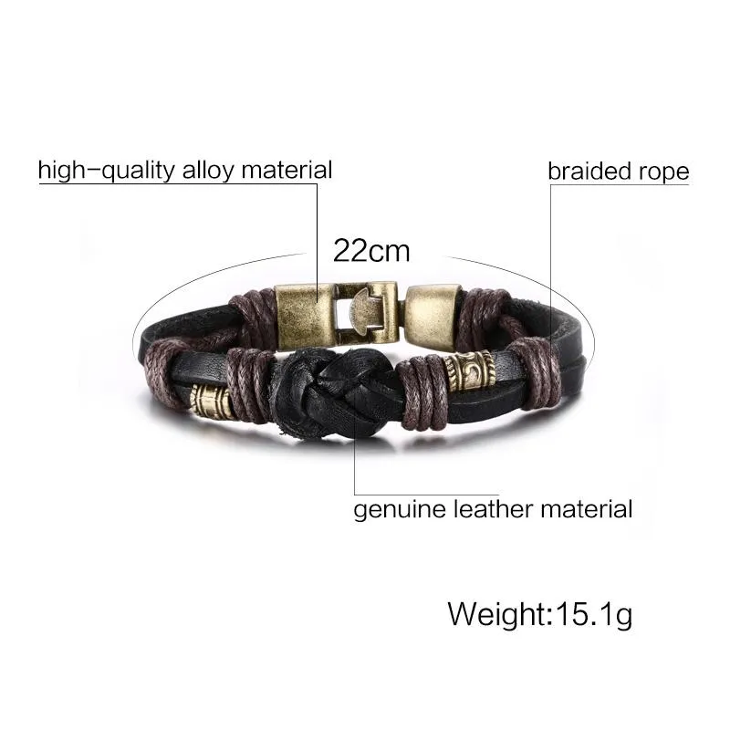 Vintage Genuine Leather Mid-Knot Bronze Bracelet