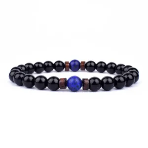 Volcanic Stone Lava Mixed With Wooden Beads Bracelet For Men