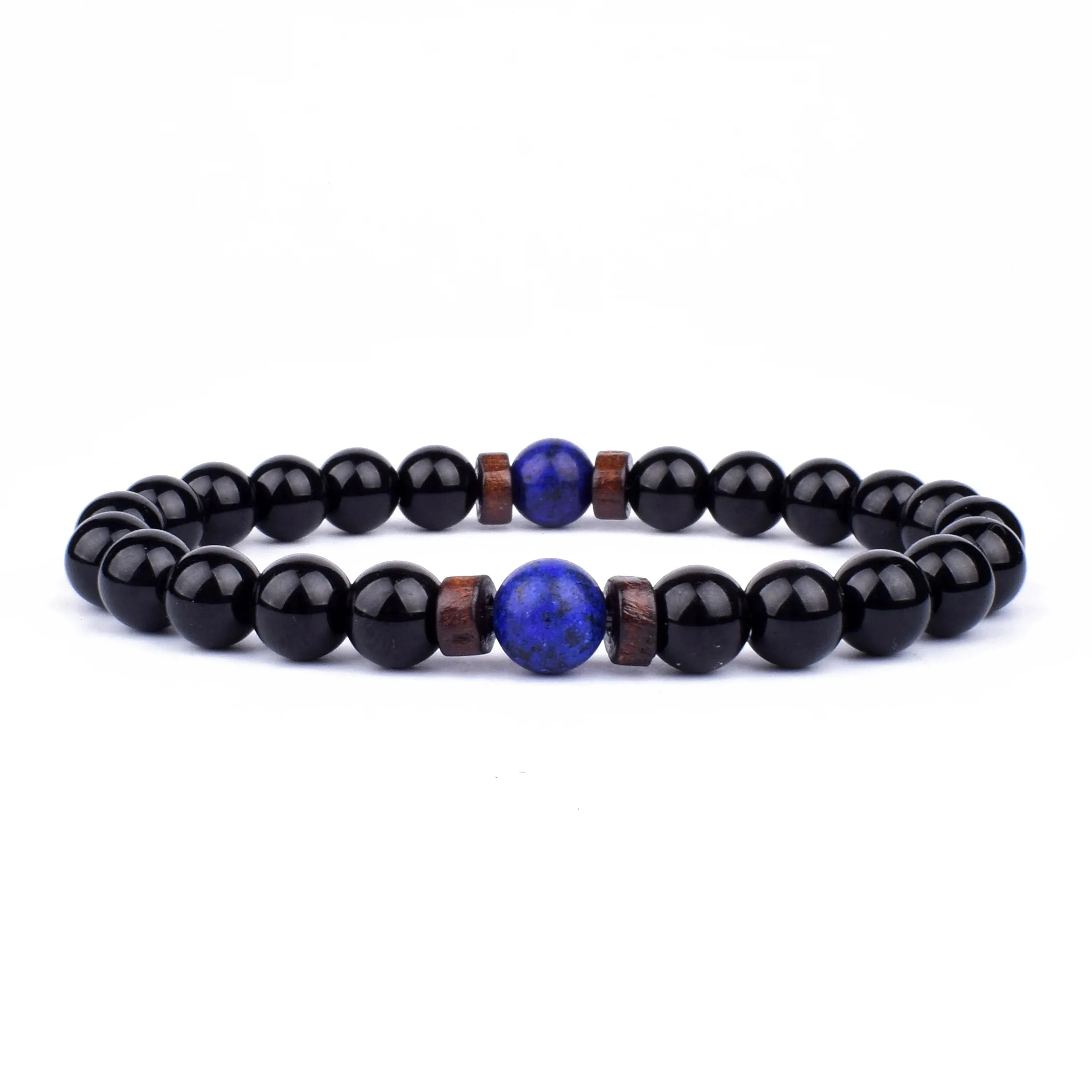 Volcanic Stone Lava Mixed With Wooden Beads Bracelet For Men