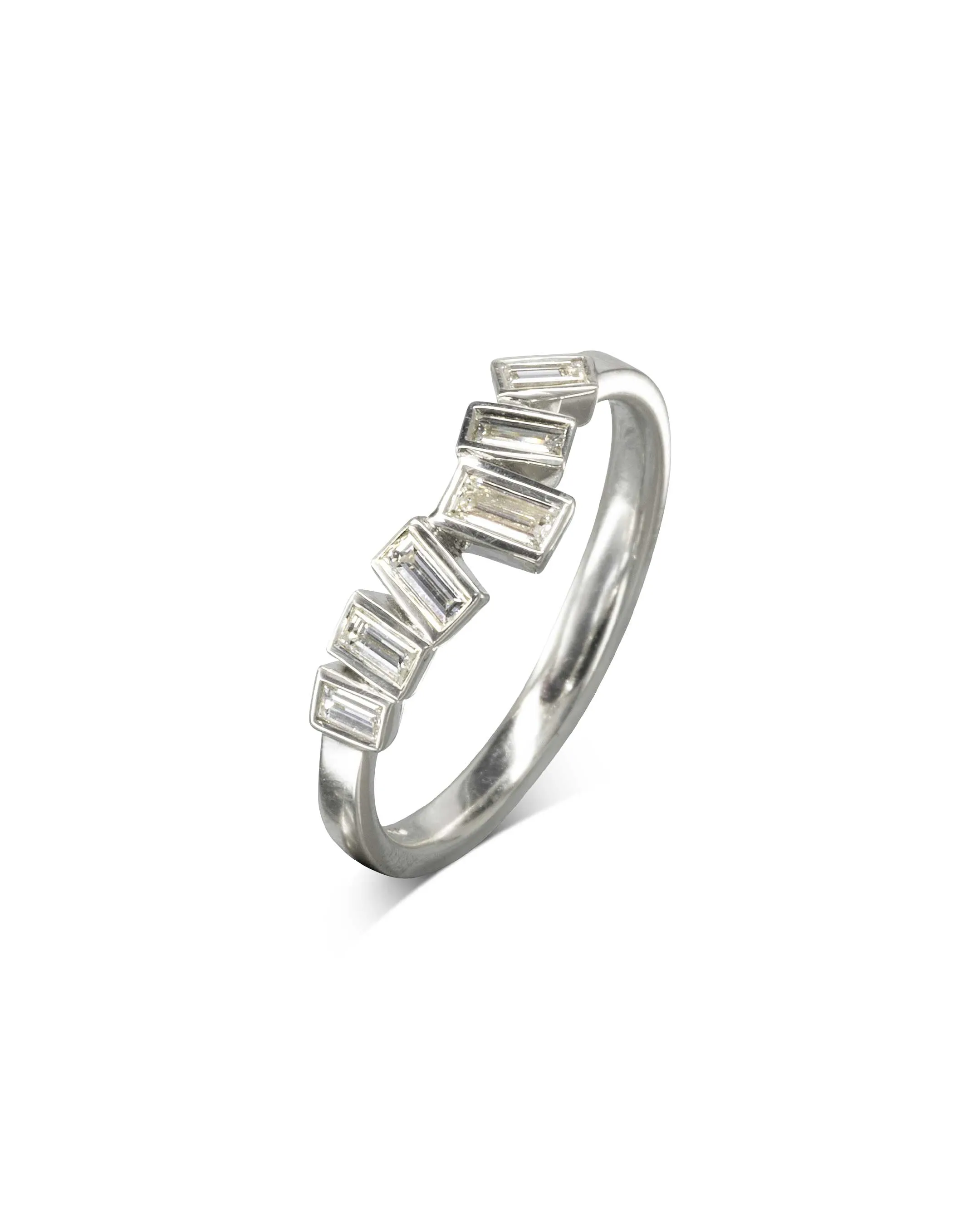 Wave Baguette Diamond Half Eternity Ring