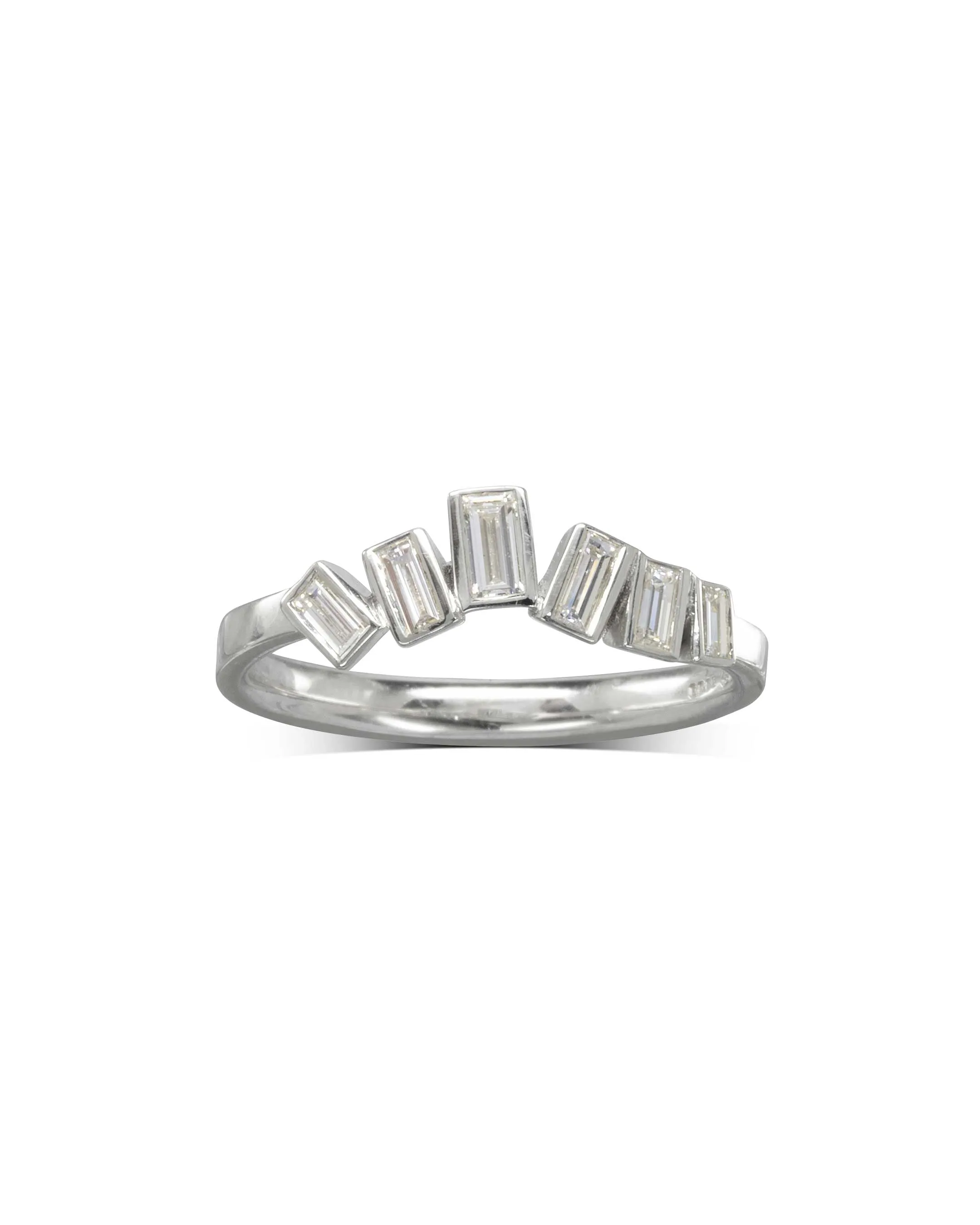 Wave Baguette Diamond Half Eternity Ring