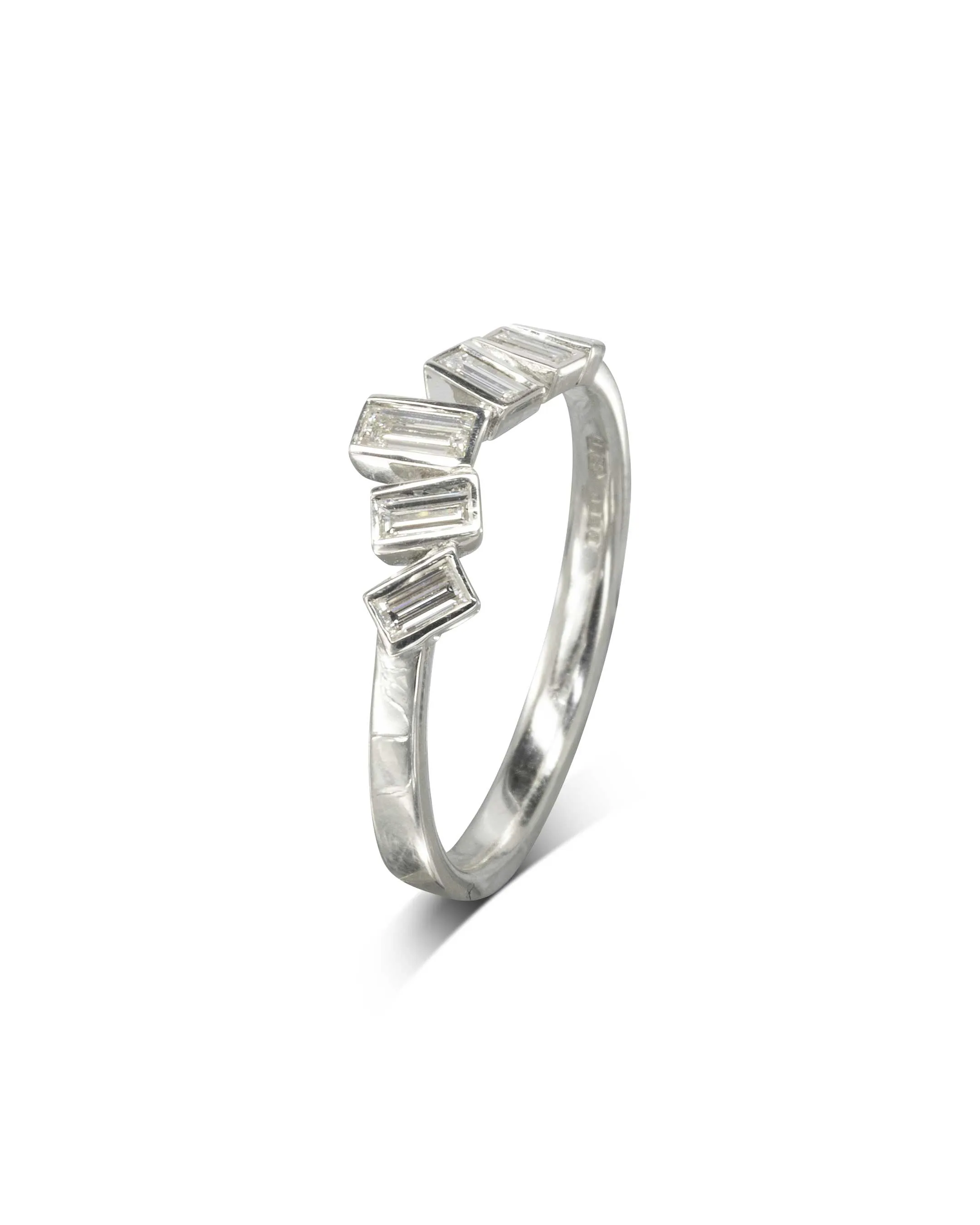 Wave Baguette Diamond Half Eternity Ring