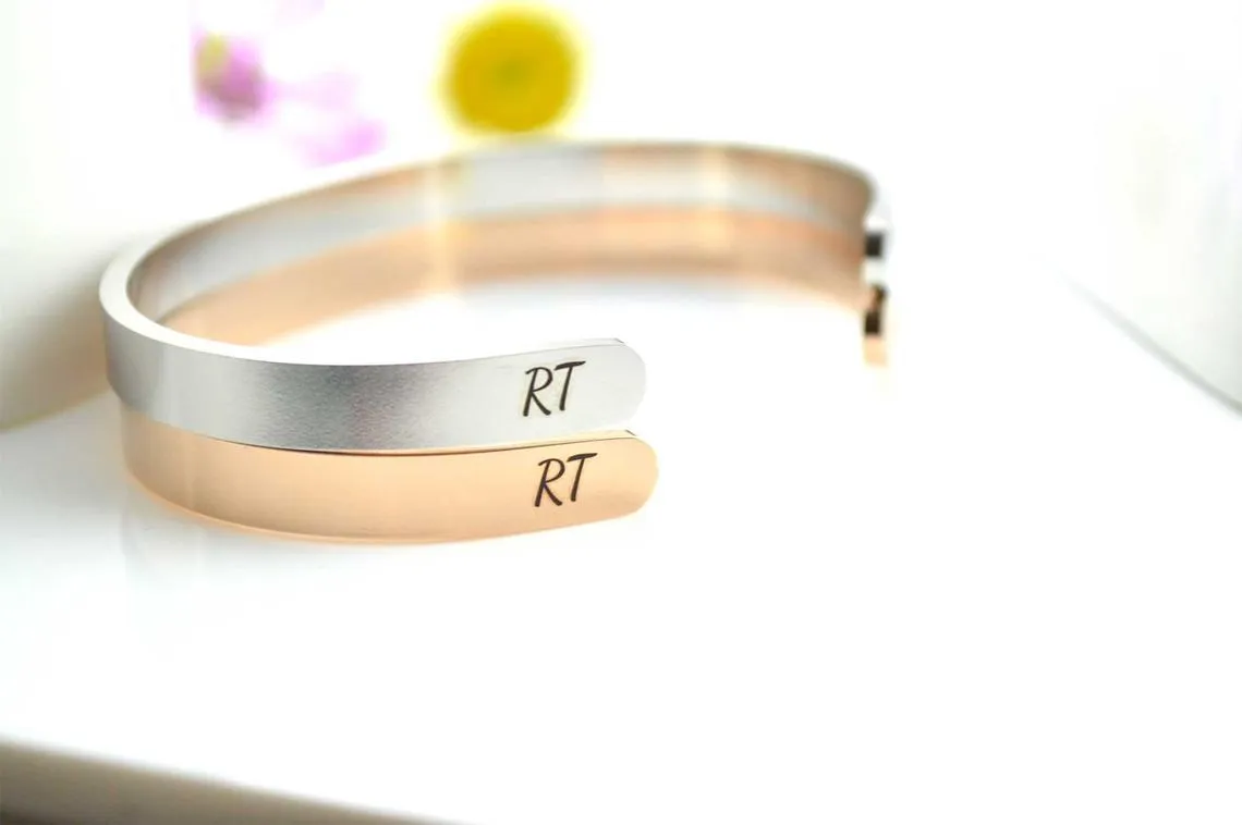 Wedding Gifts for Couple, Cuff Bracelets for Anniversary, Hypoallergenic Stainless Steel, Personalized Engagement Gifts, Roman Numeral Gifts