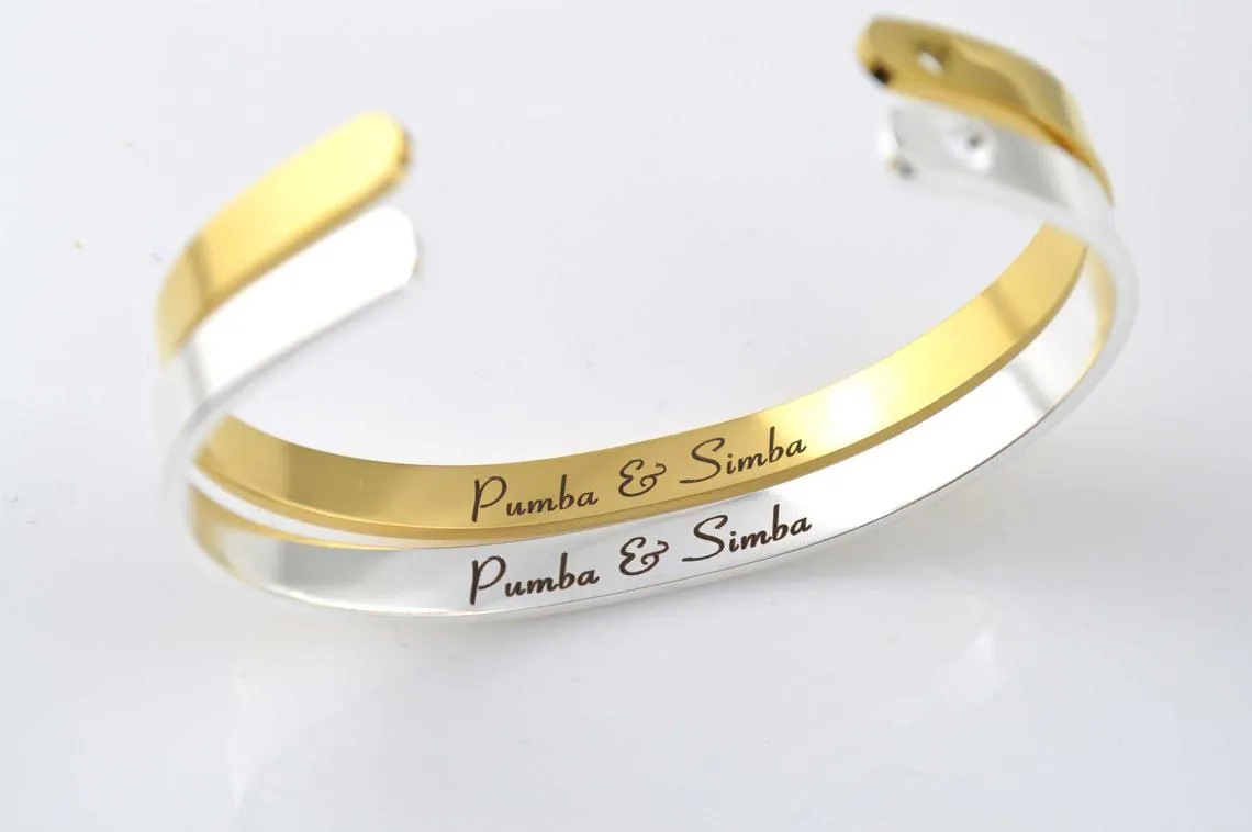 Wedding Gifts for Couple, Cuff Bracelets for Anniversary, Hypoallergenic Stainless Steel, Personalized Engagement Gifts, Roman Numeral Gifts