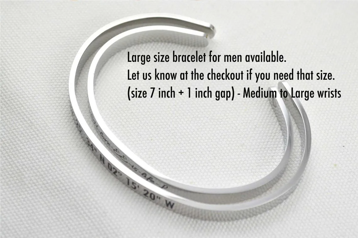 Wedding Gifts for Couple, Cuff Bracelets for Anniversary, Hypoallergenic Stainless Steel, Personalized Engagement Gifts, Roman Numeral Gifts