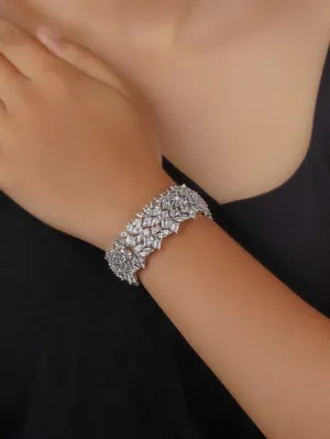 White Color Silver Plated Faux Diamond Bracelet - CZBRAC114