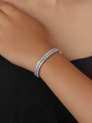 White Color Silver Plated Faux Diamond Bracelet - CZBRAC131
